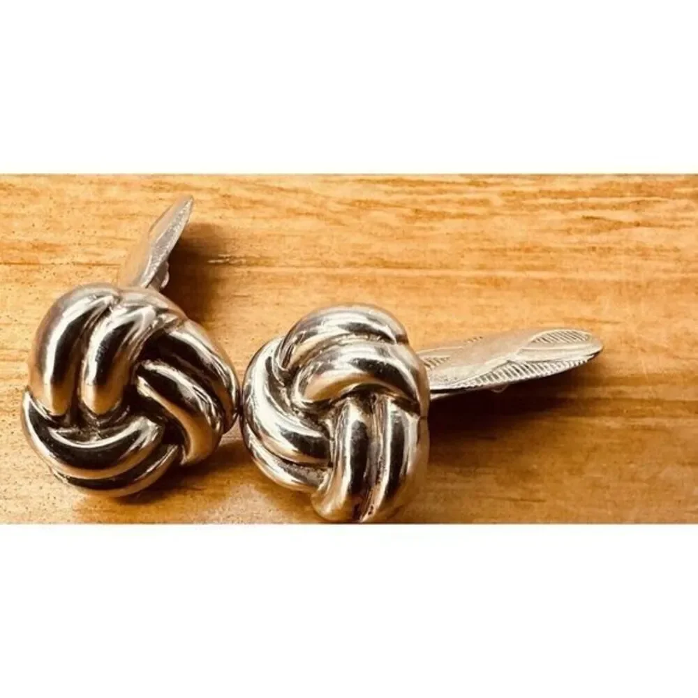 Love Knot Infinity European Cufflinks Hallmarked 835 Silver Figure 8‎ Vintage